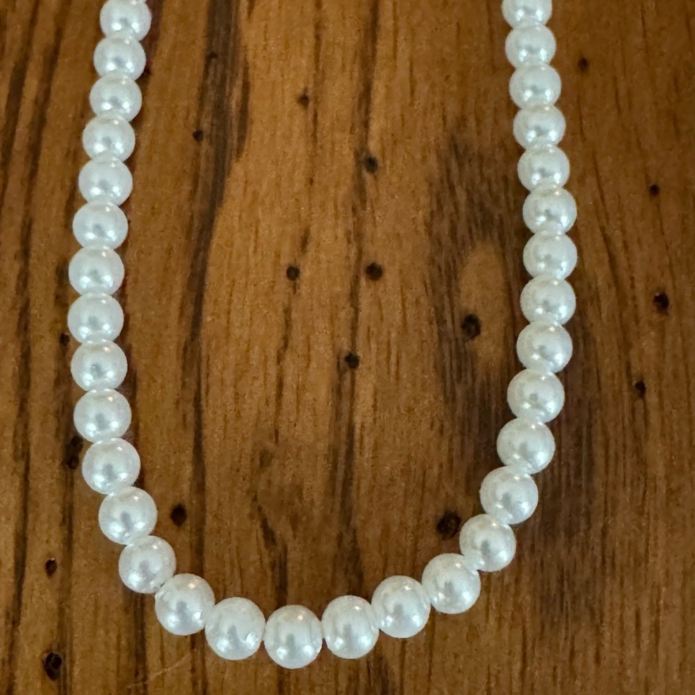 Vintage Faux Pearl Choker Necklace 16" Single Strand Minimalist Classic Jewelry